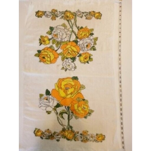 2 Vintage Bath Towels Orange Yellow Floral 60s 70s Cone Made‎ in USA - Picture 15 of 16